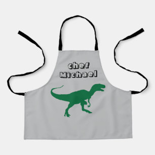 T-rex dinosaur print custom name  apron