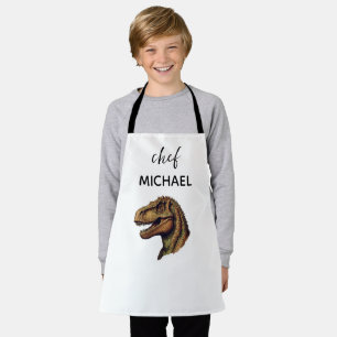 T-rex dinosaur print custom name apron