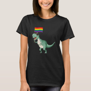 T Rex Dinosaur Rainbow Flag Ally Support Lgbt Gay T-Shirt