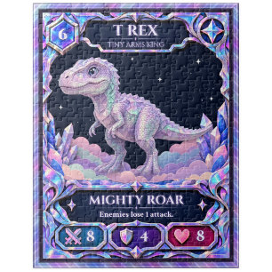 T Rex Dinosaur, Rainbow Foil Art Jigsaw Puzzle