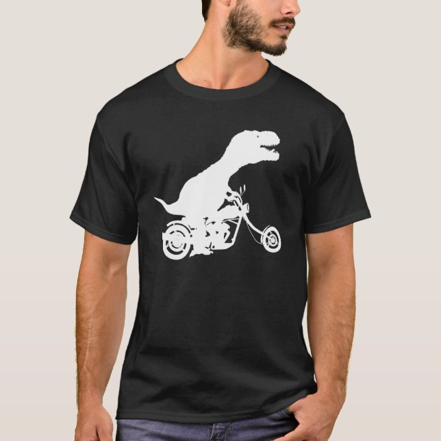 T Rex Dinosaur Riding A Chopper Motorcycle For Sho T-Shirt (Front)