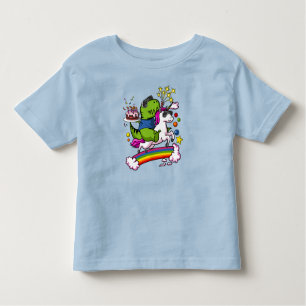 T-Rex Dinosaur Riding Unicorn Birthday Party Toddler T-Shirt