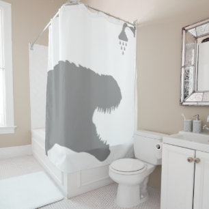 T-Rex Dinosaur Shadow Silhouette Funny Head Shower Curtain