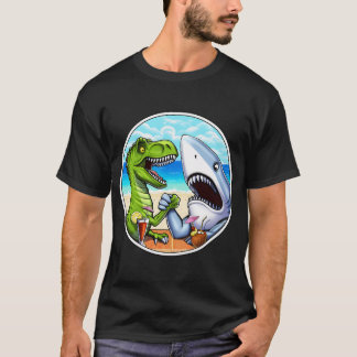 T-Rex Dinosaur Shark Arm Wrestling T-Shirt