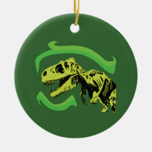 T-Rex Dinosaur Skeleton Ceramic Tree Decoration
