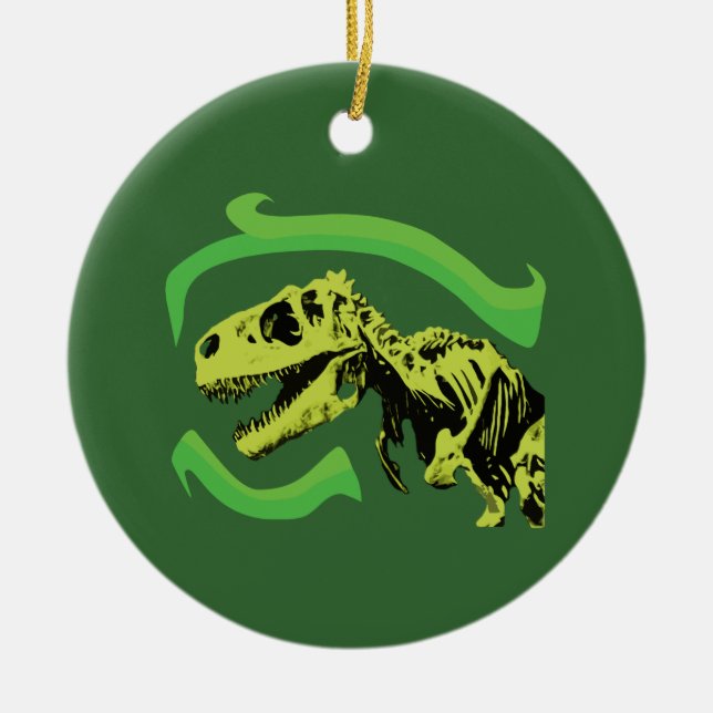 T-Rex Dinosaur Skeleton Ceramic Tree Decoration (Front)