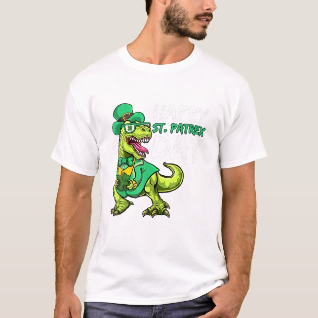 T Rex Dinosaur , St Patrick’S Day Toddler Boys T-Shirt (Front)