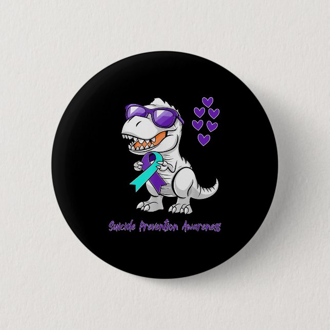 T-rex Dinosaur Suicide Prevention Awareness Day Di 6 Cm Round Badge (Front)