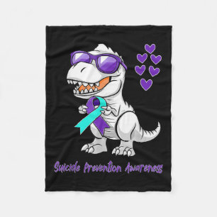 T-rex Dinosaur Suicide Prevention Awareness Day Di Fleece Blanket
