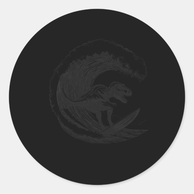 T-rex Dinosaur Surfing Surf Surfboard Surfer  Classic Round Sticker (Front)