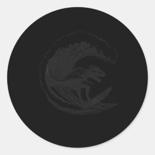 T-rex Dinosaur Surfing Surf Surfboard Surfer Classic Round Sticker