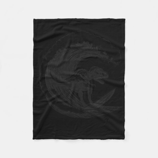 T-rex Dinosaur Surfing Surf Surfboard Surfer  Fleece Blanket (Front)