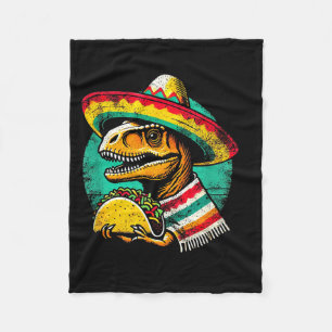 T-rex dinosaur taco lover cinco de mayo sombrero fleece blanket