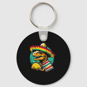 T-rex dinosaur taco lover cinco de mayo sombrero key ring