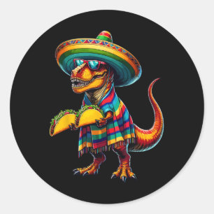 T-rex Dinosaur Taco Lover Cinco De Mayo Sombrero P Classic Round Sticker