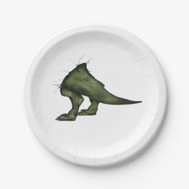T-Rex Dinosaur Tail Paper Plates (Front)