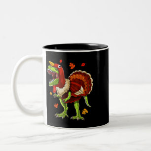 T Rex Dinosaur Thanksgiving S Turkey Thanksgiving Two-Tone Coffee Mug