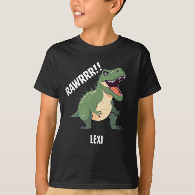 T-Rex Dinosaur Tyrannosaurus Rex Custom Name T-Shirt (Front)