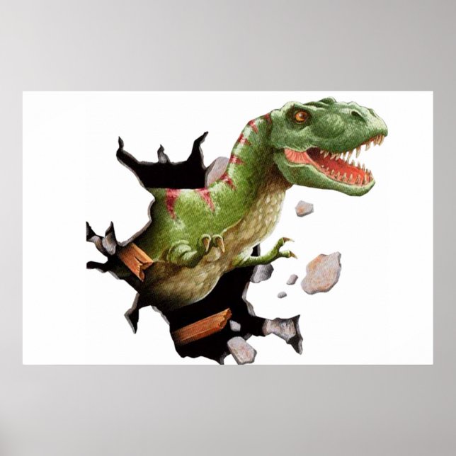 T Rex Dinosaur Wall Mural Poster Kids Room (Front)