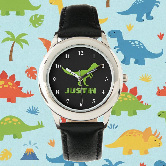 T rex dinosaur watch personalised with kids name (dinosaur watch for kids)