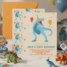 T-Rex Dinosaur Watercolor Birthday Party