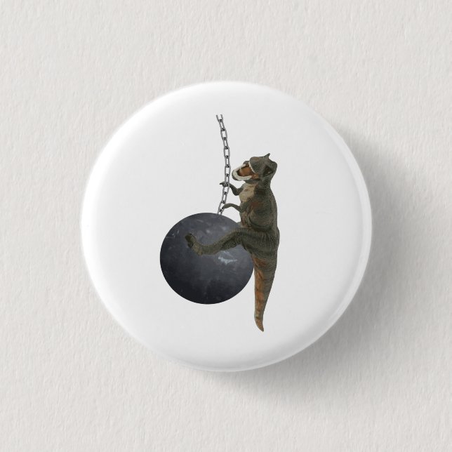T-Rex Dinosaur Wrecking Ball 3 Cm Round Badge (Front)