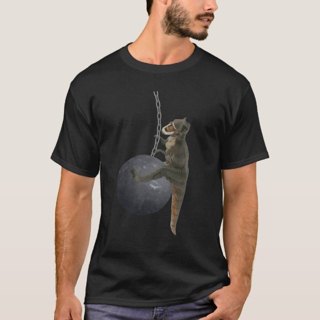 T-Rex Dinosaur Wrecking Ball T-Shirt (Front)
