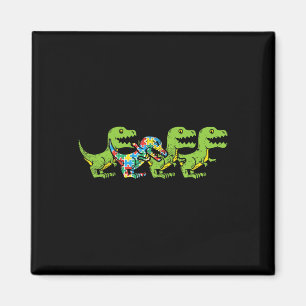 T-rex Dinosaurs Puzzle Dino Autism Awareness Asl B Magnet