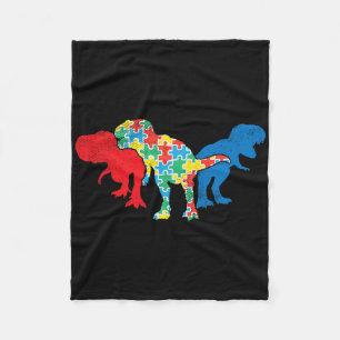 T-rex Dinosaurs Puzzle Dino Autism Awareness Asl G Fleece Blanket