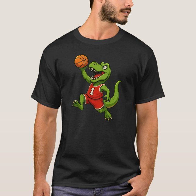 T-Rex Dunk: The Basketball Dinosaur T-Shirt (Front)