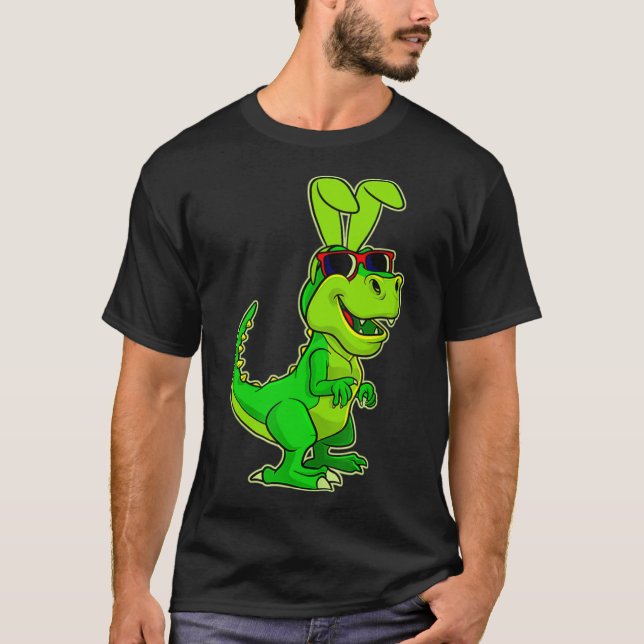 T Rex Easter Bunny  Dinosaur Boys Basket Stuffers  T-Shirt (Front)