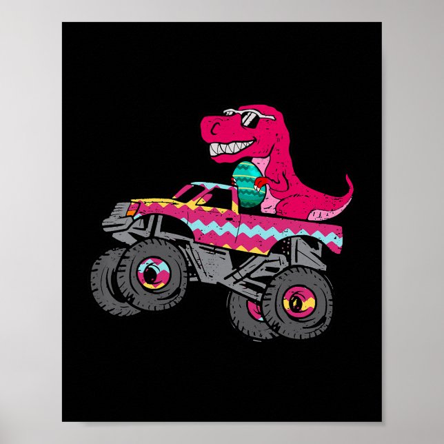 T Rex Easter Bunny Funny Dinosaur Boys Basket Stuf Poster (Front)