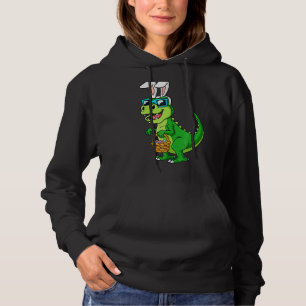 T Rex Easter Bunny With Eggs Basket Dinosaur Boys Hoodie