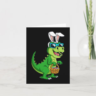 T Rex Easter Bunny With Eggs Basket Fun Dinosaur B Card