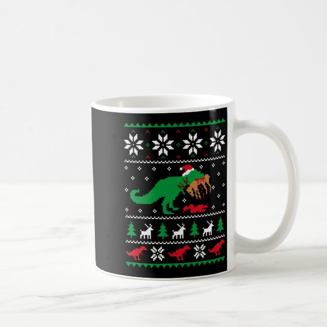 T Rex Eating Reindeer Funny Dinosaur Christmas Ugl Coffee Mug (Right)
