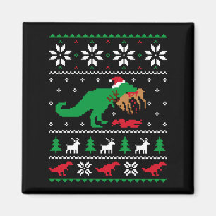 T Rex Eating Reindeer Funny Dinosaur Christmas Ugl Magnet