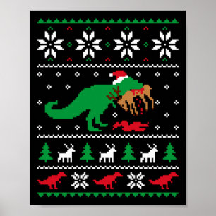 T Rex Eating Reindeer Funny Dinosaur Christmas Ugl Poster