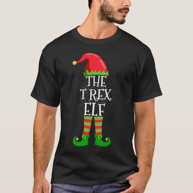 T Rex Elf Family Matching Christmas Group Funny  T-Shirt (Front)