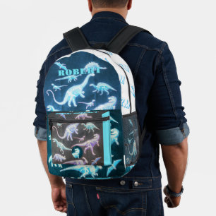 T-Rex Fluorescent Modern Skeleton Dinosaur Printed Backpack