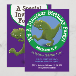 T Rex funny dinosaur cartoon illustration Invitation