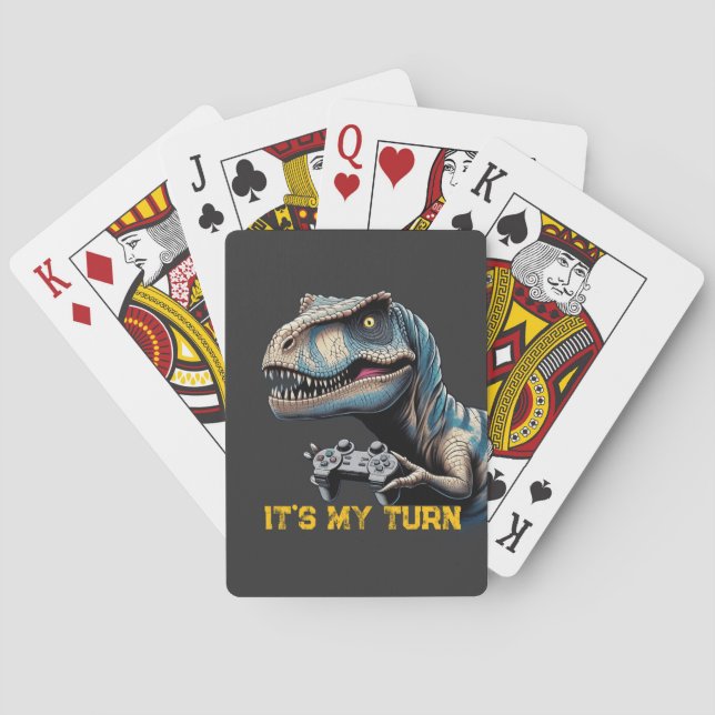 T-Rex Gamer It’s My Turn Design Playing Cards (Back)