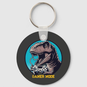 T-Rex Gamer Mode Dinosaur Art Key Ring