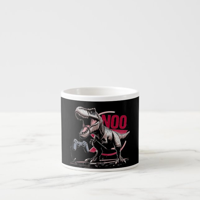 T-Rex Gamer Rage No More Design Espresso Cup (Front)