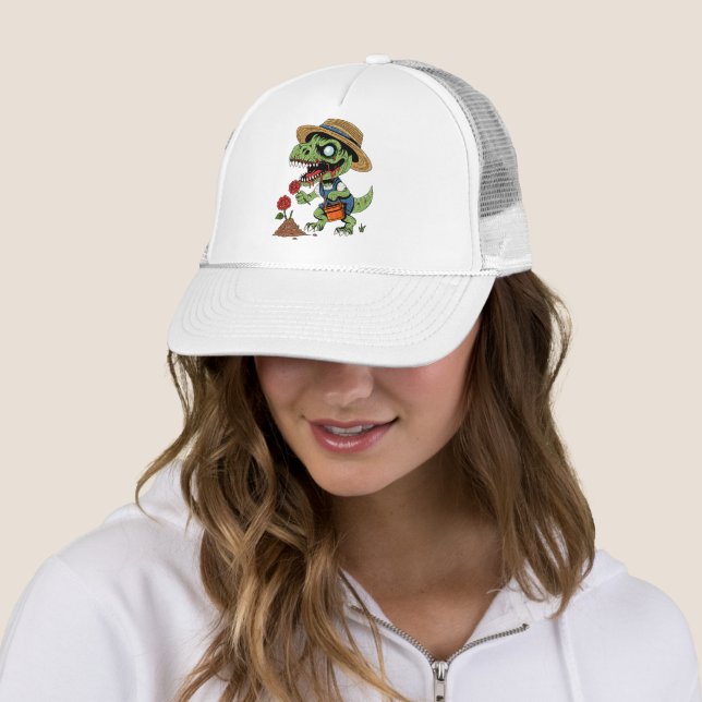 T-Rex Gardener Zombie  Trucker Hat (In Situ)