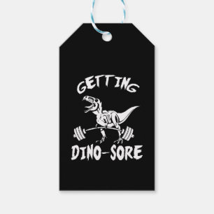 T-Rex, Getting Dino Sore, Funny, Cartoon, Workout Gift Tags