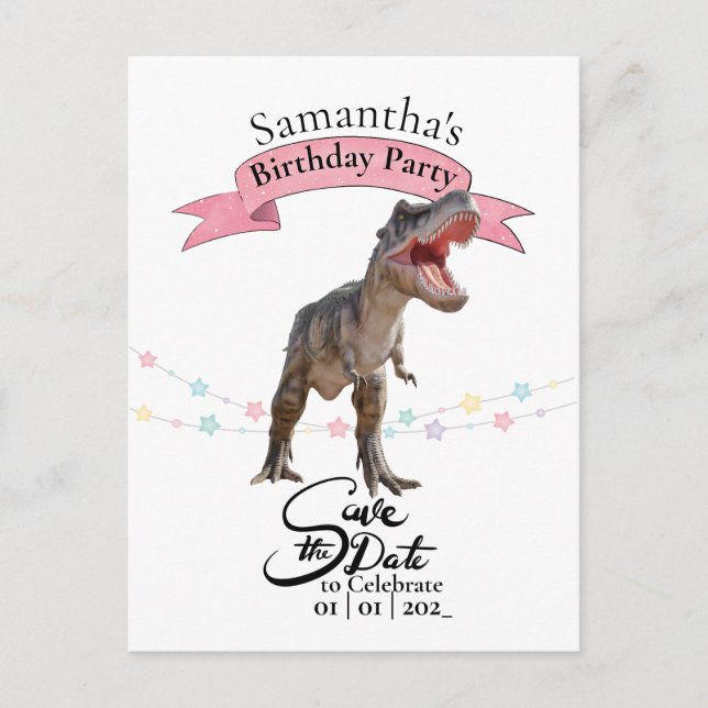 T Rex, Girl Save the Date  Postcard (Front)