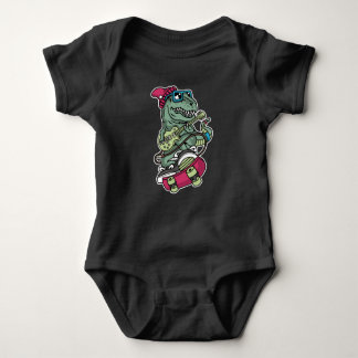 T-Rex Guitarist Skate Design Baby Bodysuit