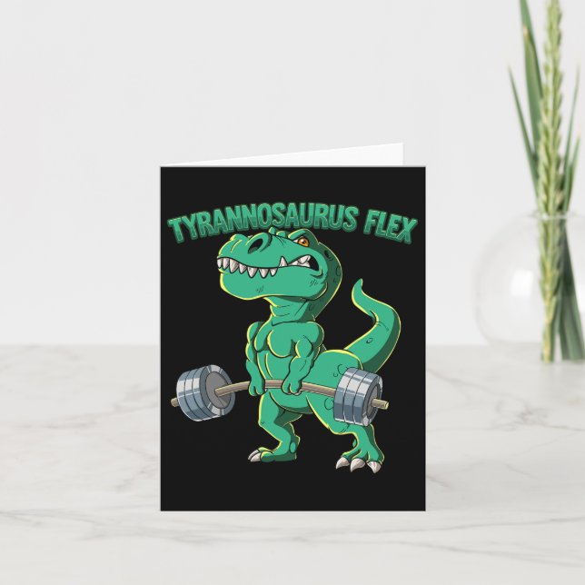 T-rex Gym Bodybuilding Tyrannosaurus Flex  Card (Front)
