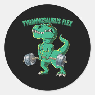 T-rex Gym Bodybuilding Tyrannosaurus Flex Classic Round Sticker