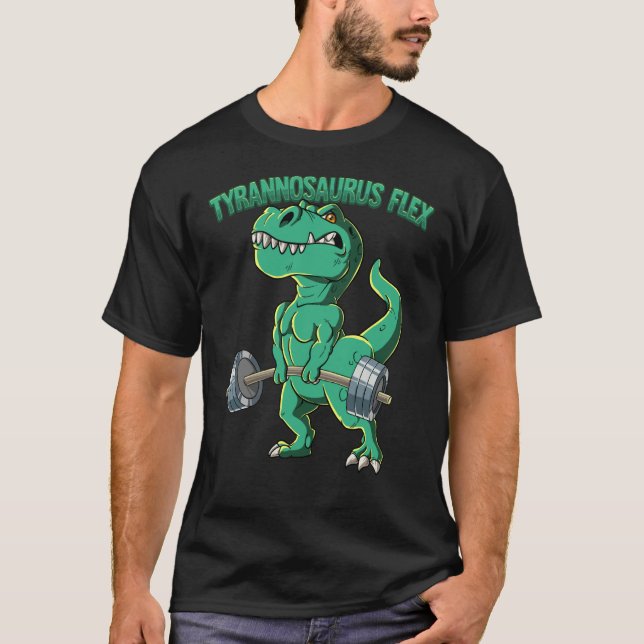 T Rex Gym Bodybuilding Tyrannosaurus Flex T-Shirt (Front)